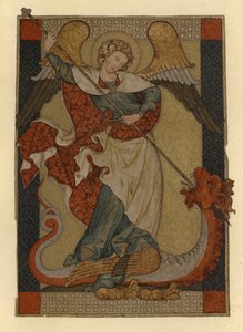 Ærkeenglen St Michael besejrer Satan afbildet som en drage af German School