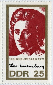 Frimærke, der repræsenterer Rosa Luxembourg (eller Luxembourg af German School
