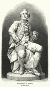 Statue i Hamborg af Fritz Schaper af den tyske dramatiker og filosof Gotthold Ephraim Lessing (litho) af German School