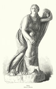 Statue af Niobe beskytter et af hendes børn mod Artemis og Apollo (gravering) af German School