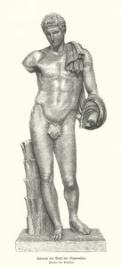 Statue af den antikke græske gud Hermes som gymnasternes gud (gravering) af German School