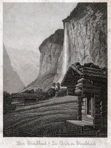 Staubbach vandfald. (stik, ca. 1830) af German School
