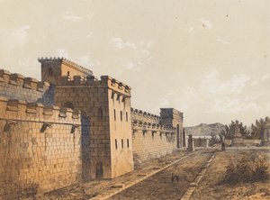Gade i Pompeji, Campania, Italien (farvelitografi) af German School
