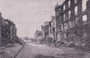 Street in St Cloud, Cassells historie om krigen mellem Frankrig og Tyskland udgivet af Cassell and Company Limited, ca. 1890 (litho) af German School