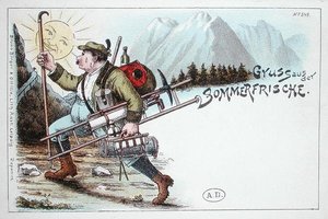 Sommerferiepostkort, slutningen af det 19. eller begyndelsen af det 20. århundrede (farve litho) af German School