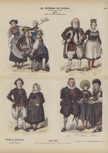 Schweizisk kostume, slutningen af 1700-tallet (farvet gravering) af German School