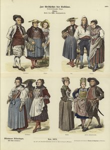 Swiss costumes, late 18th Century  af German School