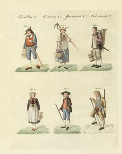 Schweiziske kjoler (farvet gravering) af German School