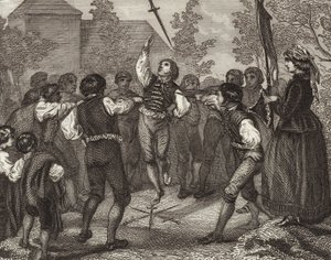 Sværddans, Dithmarschen, Slesvig-Holsten. Illustration til billedatlas (gravering) af German School