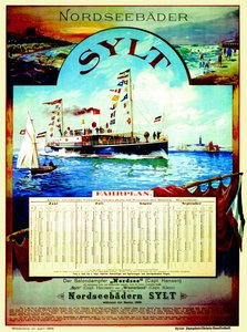 Sylt, plakat, der reklamerer for Sylt Steamship Company, 1899