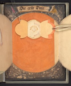 Tabeller, der repræsenterer mennesket i tre forskellige tilstande af German School