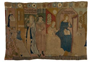 Gobelin, der forestiller præsentationen i Jomfruens tempel og hendes uddannelse, fra Mellemtyskland af German School