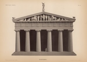 Zeus-templet, Olympia, Grækenland (litho) af German School