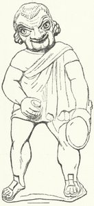 Terracotta-statuette af en romersk skuespiller som parasit fra et tegneseriespil af dramatikeren Plautus (stik) af German School