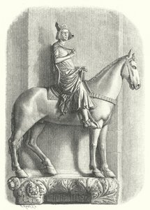 The Bamberg Horseman, statue ved Bamberg Cathedral, Tyskland (gravering) af German School