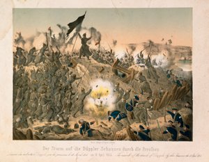 Slaget ved Dybboel i Anden Slesvigske Krig, den 18. april 1864, udgivet af Verlag A. Felgner, Berlin, 1864 af German School