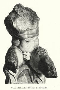 Belvedere Torso, romersk skulptur, der traditionelt menes at være en repræsentation af Hercules (litho) af German School