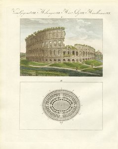 Colosseum eller kejser Flavius Vespasianus amfiteater (farvegravering) af German School