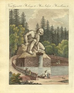 Kolossen i haven til Paladset Pratolino nær Firenze (farvet gravering) af German School