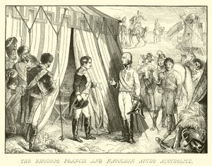 Kejser Frans og Napoleon efter Austerlitz af German School