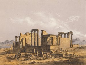 Erechtheion, Athen (farvelitografi) af German School