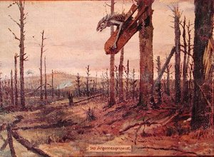 The Ghost of the Argonne Forests, ca. 1914-18 (olie på lærred) af German School