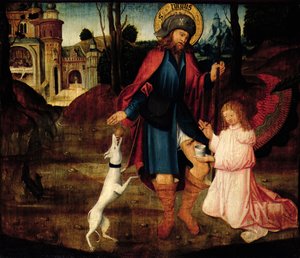 The Healing of Saint Roch (olie på træ) af German School