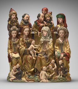 Det hellige slægtskab, ca. 1480-1490 (polykromeret træ) af German School