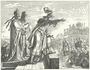 Den hellige romerske kejser Otto III anklager romerne for illoyalitet (gravering) af German School
