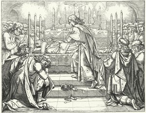 Den hellige romerske kejser Otto III ved graven til Sankt Adalbert af Prag (gravering) af German School