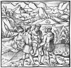 The Rutli Oath, illustration fra Cosmographie Universelle af Sebastien Munster (1488-1552) Basel, udgivet 1559 af German School