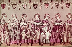 De syv kurfyrste, der vælger Henrik VII, den hellige romerske kejser, illustration fra Henrik VII