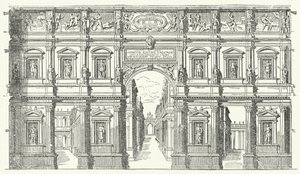 Teatro Olimpico ("Olympisk Teater") i Vicenza, Norditalien (gravering) af German School
