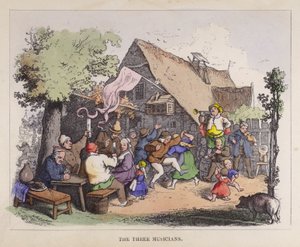 De tre musikere (farve litho) af German School