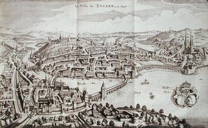 Byen Lucerne, Schweiz, fra 