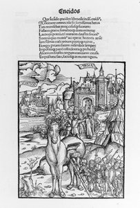 Den trojanske hest. Aeneid. Xylografi af Sebastian Brant. Strasbourg af German School