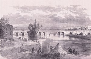 Forsvaret af Paris-ødelæggelsen af broen Jonville-sur-Marne, Cassells historie om krigen mellem Frankrig og Tyskland udgivet af Cassell and Company Limited, ca. 1890 (litho) af German School