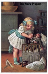 Den lille sygeplejerske (farve litho) af German School