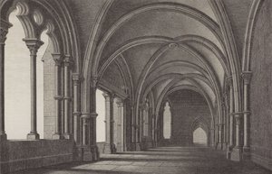 Lobbyen ved Maulbronn Kloster, Baden-Württemberg, Tyskland (gravering) af German School