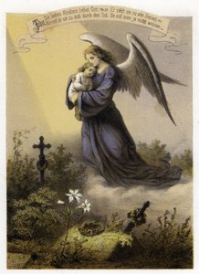 Guds kærlighed til et dødt barn (farve litho) af German School