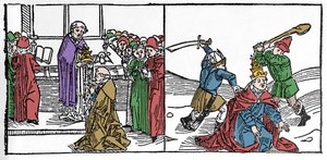 Sankt Fabiens martyrium (3. århundrede), torturerede paven og derefter halshuggede under kejser Dece