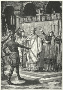 Mordet på Thomas a Becket i Canterbury Cathedral af German School