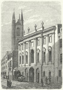 Det oprindelige hjem for Bank of England, Walbrook, London (gravering) af German School
