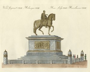 Statuen af Josef II foran kejserens slot i Wien (farvet indgravering) af German School