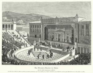 Dionysos Eleuthereus Teater, Athen, Antikkens Grækenland (gravering) af German School