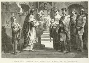 Thedosius giver sin niece i ægteskab med Stilicho af German School