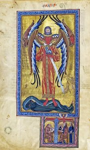 Theophany of Divine Love (Vision fra bogen om guddommelige værker), ca. 1220-30 (gouache på pergament) af German School