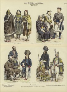 Tibetan and Kashmiri costumes, 19th Century  af German School