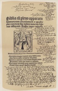 Titelblad fra Martin Luthers bibel (farve litho) af German School