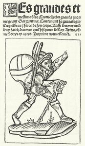 Titelside fra den bedst kendte udgave af Gargantua, en roman af Francois Rabelais (gravering) af German School